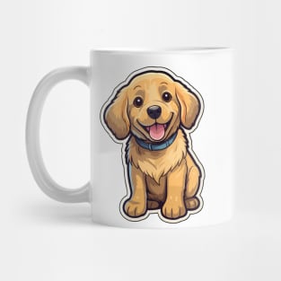 Cute Golden Retriever Cartoon Puppy Smiling Mug